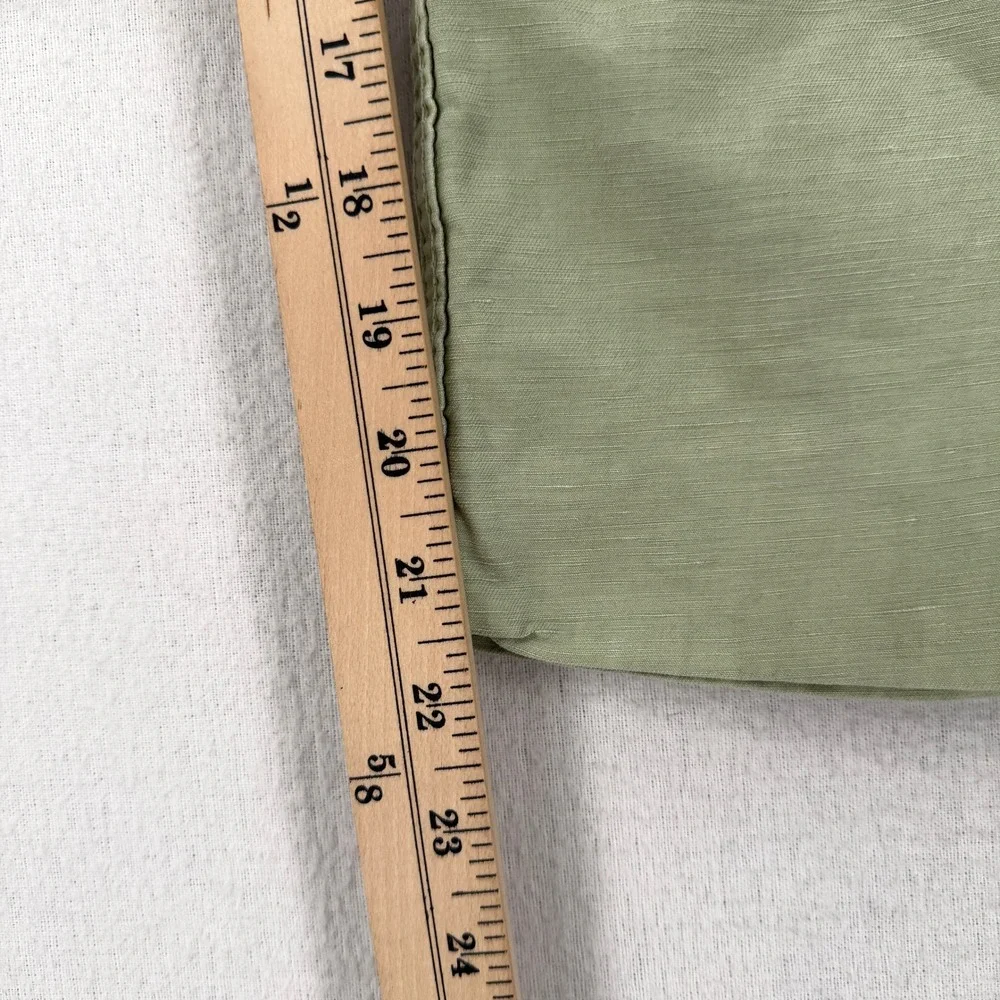ZARA The Tokyo Trouser Pants Women Small Green Cuffed Cropped Wide leg Cargo